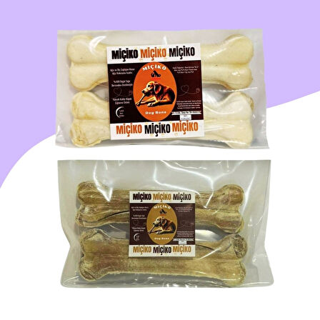 15 Cm Beyaz ve Naturel Press Çiğneme Kemiği 2 x 2Li Paket (4 Adet)