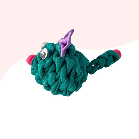 Çıngıraklı Örme Kedi Oyuncağı 9Cm Yeşil