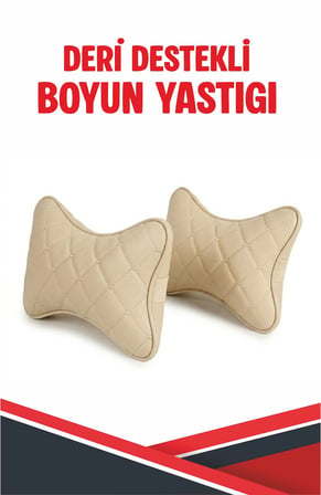 CİTROEN - ELYSEE UYUMLU ARAÇ-OTO KREM DERİ KREM DİKİŞLİ BOYUN DESTEK YASTIĞI