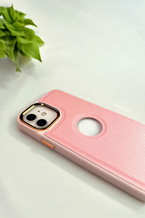 iPhone 11 Uyumlu Luxury Leather Logo Silikonlu Telefon Kılıfı
