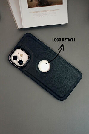 iPhone 12 Uyumlu Luxury Leather Logo Silikonlu Telefon Kılıfı