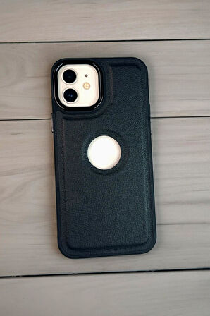 iPhone 12 Uyumlu Luxury Leather Logo Silikonlu Telefon Kılıfı