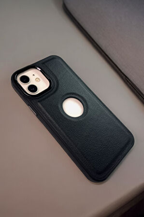 iPhone 12 Uyumlu Luxury Leather Logo Silikonlu Telefon Kılıfı