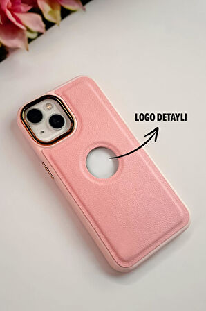 iPhone 13 Uyumlu Luxury Leather Logo Silikonlu Telefon Kılıfı