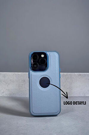 iPhone 14 Pro Max Uyumlu Luxury Leather Logo Silikonlu Telefon Kılıfı