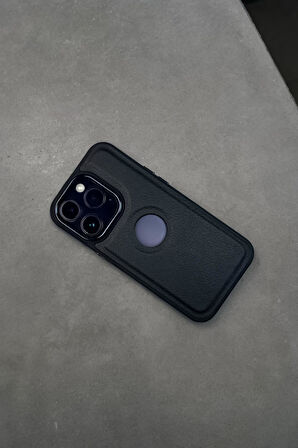 iPhone 14 Pro Uyumlu Luxury Leather Logo Silikonlu Telefon Kılıfı