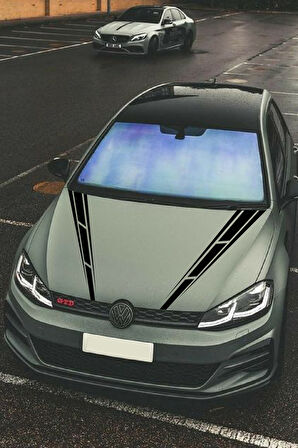Oto Kaput Sticker Çift Şerit 2 Adet Siyah 10*60 Cm
