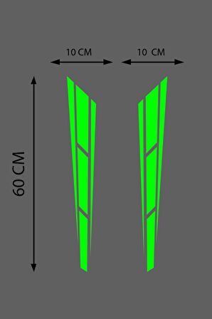 Oto Kaput Sticker Çift Şerit 2 Adet Yeşil 10*60 Cm