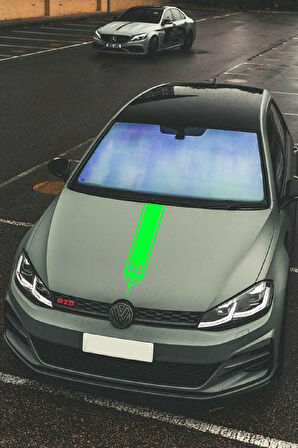 Oto Kaput Şerit Sticker Kılçık Tasarımlı Yeşil 15*60 Cm