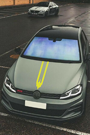 Oto Kaput Sticker Üçgen Damga Sarı 12*60 Cm