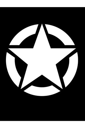 Askeri Yıldız Oto Sticker Beyaz 2 Adet 45*45 Cm