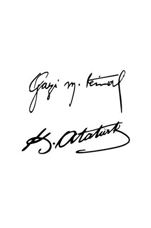 Gazi M.Kemal-K.Atatürk İmza Sticker İkili Imza 15*6 Cm