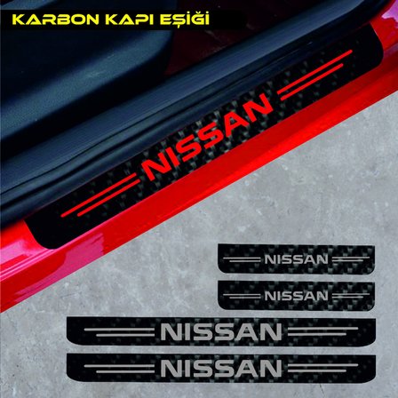 Nissan Almera İçin Uyumlu Aksesuar Oto Kapı Eşiği Sticker Karbon 4 Adet