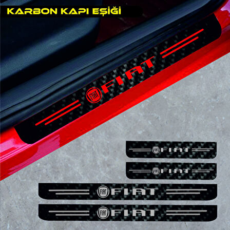 Fiat Uno İçin Uyumlu Aksesuar Oto Kapı Eşiği Sticker Karbon 4 Adet