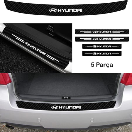 Hyundai Trajet İçin Uyumlu Aksesuar Oto Bağaj Ve Kapı Eşiği Sticker Set Karbon