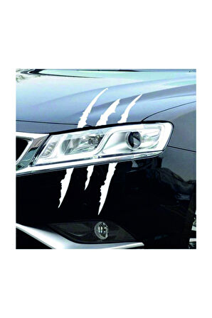 Canavar Pençe Izi Uzun Beyaz Oto Sticker 40*20 Cm
