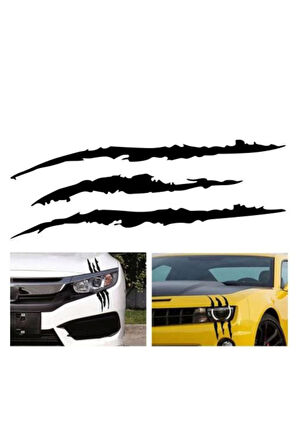 Monster Canavar Pençe Izi Oto Sticker Siyah 40*15 Cm