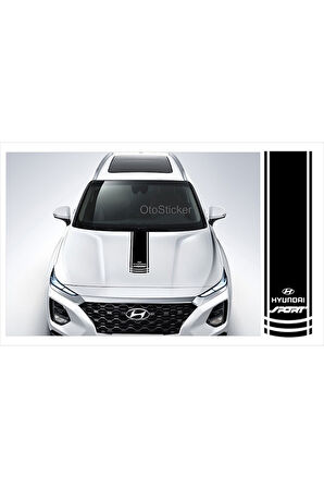 Hyundai İçin Uyumlu Aksesuar Oto Kaput Şerit Sport Sticker. 60*15 Cm