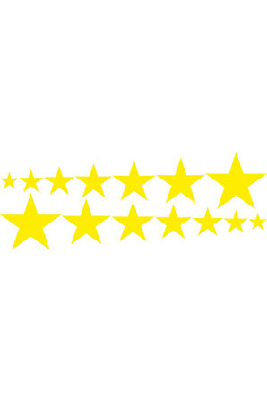 Sıralı Yıldız Oto Sticker 14'Lü Sarı 40*15 Cm