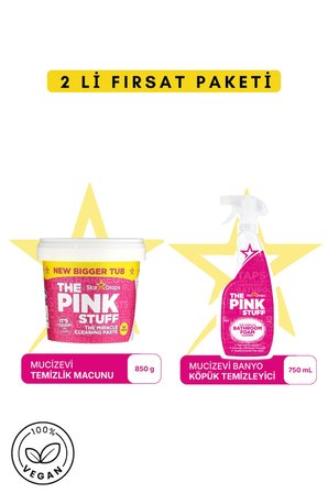 Temizlik Macunu 850 g + Banyo Köpük Temizleyici 750 ml-Mucizevi Temizlik SETİ-Tüm yüzeyler
