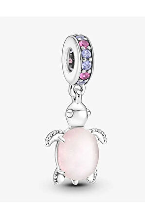 Murano Camı Pembe Deniz Kaplumbağası Sallantılı Charm