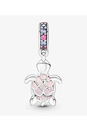Murano Camı Pembe Deniz Kaplumbağası Sallantılı Charm