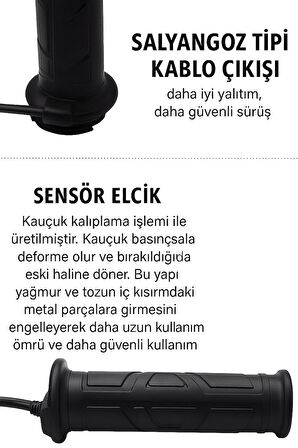 Isıtmalı Motosiklet Elcik – 2.2 cm Gidon Uyumlu, Su Geçirmez, Sensörlü Kauçuk Isıtıcı El Tutacağı