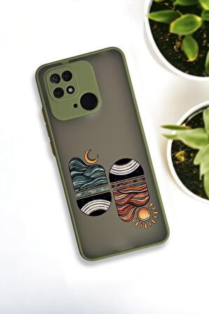Xiaomi Redmi 10C Uyumlu Sunset Wave Desenli Buzlu Şeffaf Lüx Telefon Kılıfı