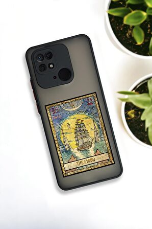 Xiaomi Redmi 10C Uyumlu The Moon Desenli Buzlu Şeffaf Lüx Telefon Kılıfı