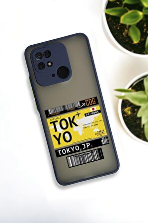 Xiaomi Redmi 10C Uyumlu Tokyo Ticket Desenli Buzlu Şeffaf Lüx Telefon Kılıfı