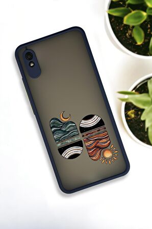 Xiaomi Redmi 9A Uyumlu Sunset Wave Desenli Buzlu Şeffaf Lüx Telefon Kılıfı