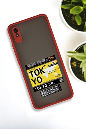 Xiaomi Redmi 9A Uyumlu Tokyo Ticket Desenli Buzlu Şeffaf Lüx Telefon Kılıfı