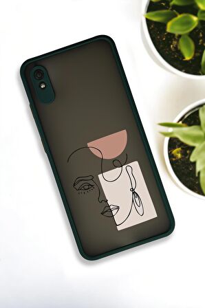 Xiaomi Redmi 9A Uyumlu Women Art Desenli Buzlu Şeffaf Lüx Telefon Kılıfı