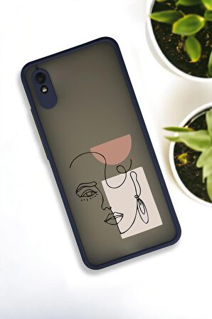 Xiaomi Redmi 9A Uyumlu Women Art Desenli Buzlu Şeffaf Lüx Telefon Kılıfı
