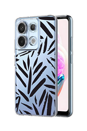 Xiaomi Redmi Note 13 Pro 4G Uyumlu Fırça Darbeleri Desenli Premium Silikonlu Şeffaf Telefon Kılıfı