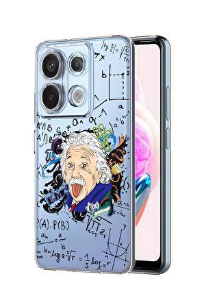 Xiaomi Redmi Note 13 Pro 4G Uyumlu Einstein Desenli Premium Silikonlu Şeffaf Telefon Kılıfı