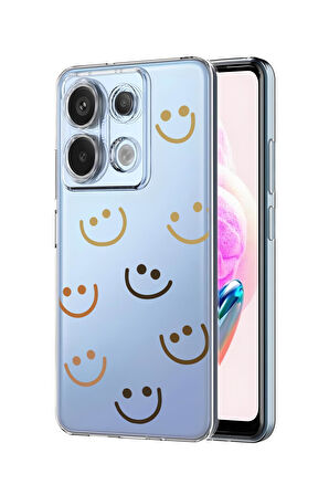 Xiaomi Redmi Note 13 Pro 4G Uyumlu Smile Desenli Premium Silikonlu Şeffaf Telefon Kılıfı