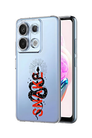 Xiaomi Redmi Note 13 Pro 4G Uyumlu Snake Desenli Premium Silikonlu Şeffaf Telefon Kılıfı