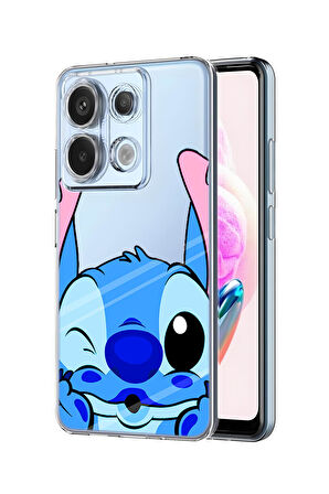 Xiaomi Redmi Note 13 Pro 4G Uyumlu Stitch Desenli Premium Silikonlu Şeffaf Telefon Kılıfı