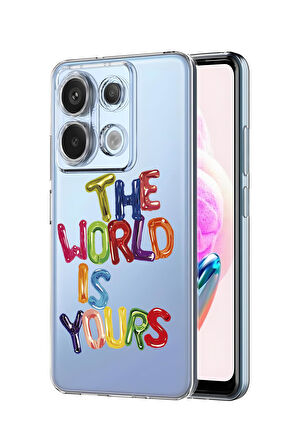 Xiaomi Redmi Note 13 Pro 4G Uyumlu The World Desenli Premium Silikonlu Şeffaf Telefon Kılıfı