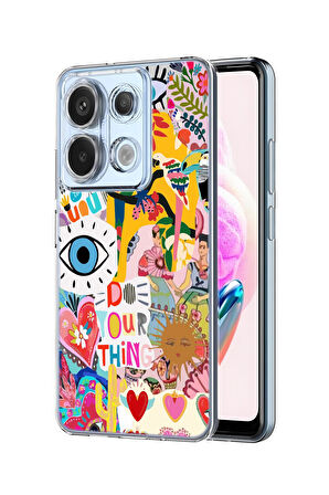 Xiaomi Redmi Note 13 Pro 4G Uyumlu Fun Desenli Premium Silikonlu Şeffaf Telefon Kılıfı