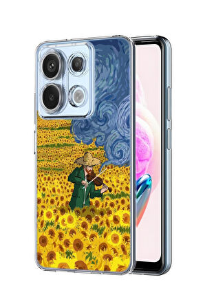 Xiaomi Redmi Note 13 Pro 4G Uyumlu Sarı Çiçekler Desenli Premium Silikonlu Şeffaf Telefon Kılıfı