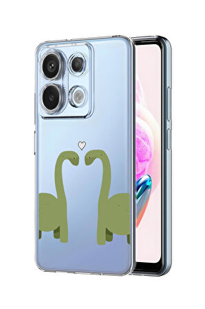 Xiaomi Redmi Note 13 Pro 4G Uyumlu Dinazorlar Desenli Premium Silikonlu Şeffaf Telefon Kılıfı
