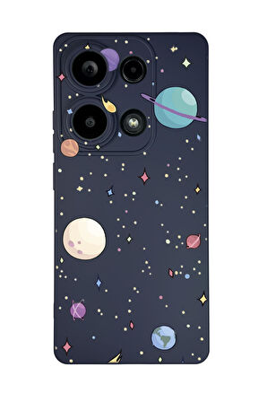 Xiaomi Redmi Note 13 Pro 4G Uyumlu Gezegenler Desenli Premium Silikonlu Lansman Telefon Kılıfı