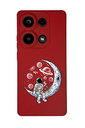Xiaomi Redmi Note 13 Pro 4G Uyumlu Keyifli Astronot Desenli Premium Silikonlu Lansman Telefon Kılıfı
