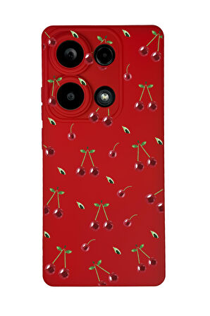 Xiaomi Redmi Note 13 Pro 4G Uyumlu Kiraz Desenli Premium Silikonlu Lansman Telefon Kılıfı