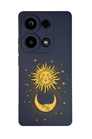 Xiaomi Redmi Note 13 Pro 4G Uyumlu Moon and Sun Desenli Premium Silikonlu Lansman Telefon Kılıfı