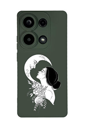 Xiaomi Redmi Note 13 Pro 4G Uyumlu Moon and Women Desenli Premium Silikonlu Lansman Telefon Kılıfı