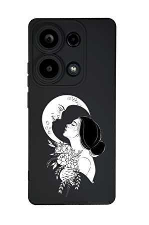 Xiaomi Redmi Note 13 Pro 4G Uyumlu Moon and Women Desenli Premium Silikonlu Lansman Telefon Kılıfı