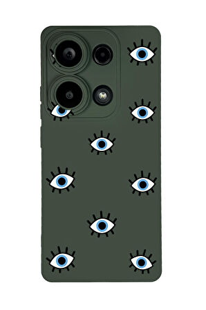Xiaomi Redmi Note 13 Pro 4G Uyumlu Nazar Gözler Desenli Premium Silikonlu Lansman Telefon Kılıfı
